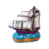 Large wooden pirate ship toy with detailed sails and cannons
