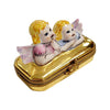 2 Gold Cherubs Limoges Box Porcelain Figurine-Angel-CH3R228
