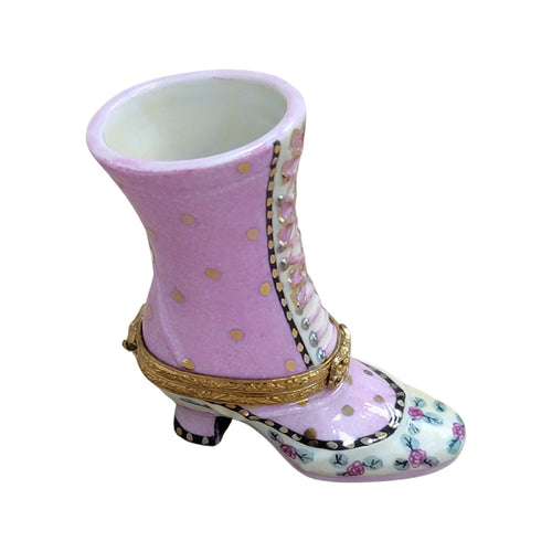 Rose Ladys Boot Shoe Fashion Limoges Box Porcelain Figurine-shoe figurine LIMOGES BOXES-CH7N232
