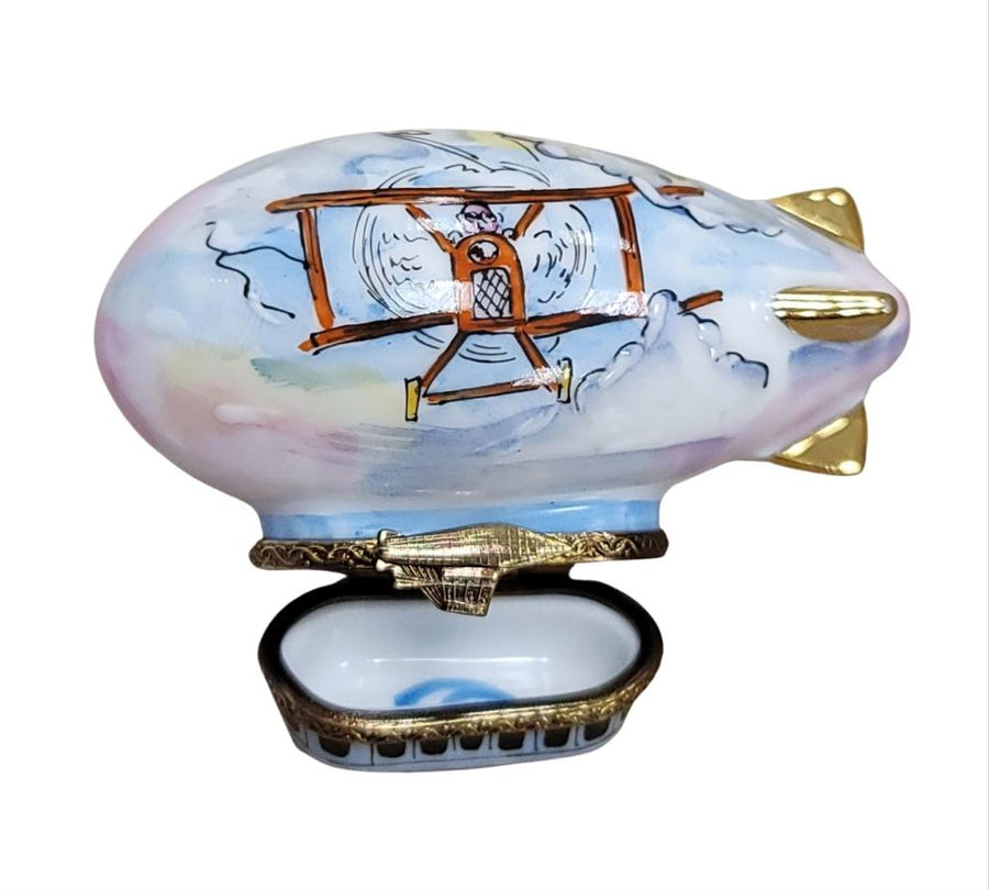 Zeppelin Balloon Limoges Box Porcelain Figurine-vehicle travel-CH3S204