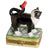 B And W Cat w Red Bird Limoges Box Figurine - Limoges Box Boutique
