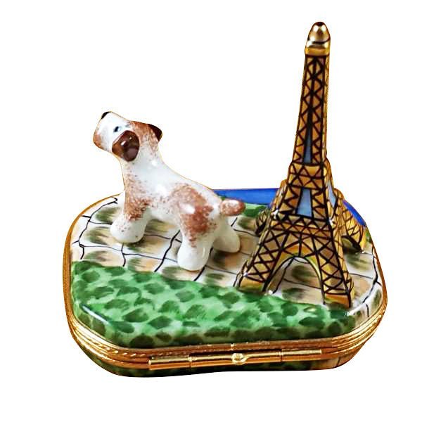 Eiffel Tower with Jack Russell Terrier Statue - Unique Paris Decor