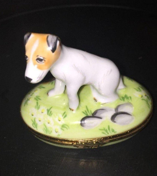 Dogs Pupplies Figurines Limoges Boxes Porcelain Collectible Gifts