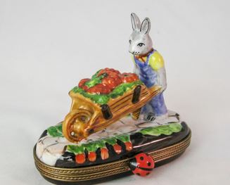 Vintage porcelain Easter bunnies discount with wheelbarrow