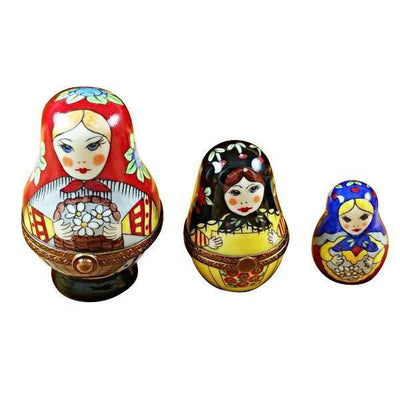 Russian Dolls 3 Red Scarf Limoges Box - Limoges Box Boutique