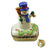 Snowman wearing a blue scarf and a top hat 