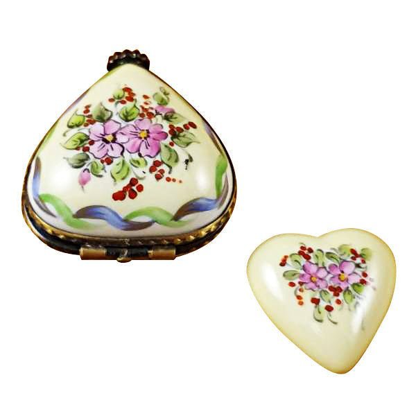 Yellow and green heart-shaped ceramic dish with a removable heart inside 