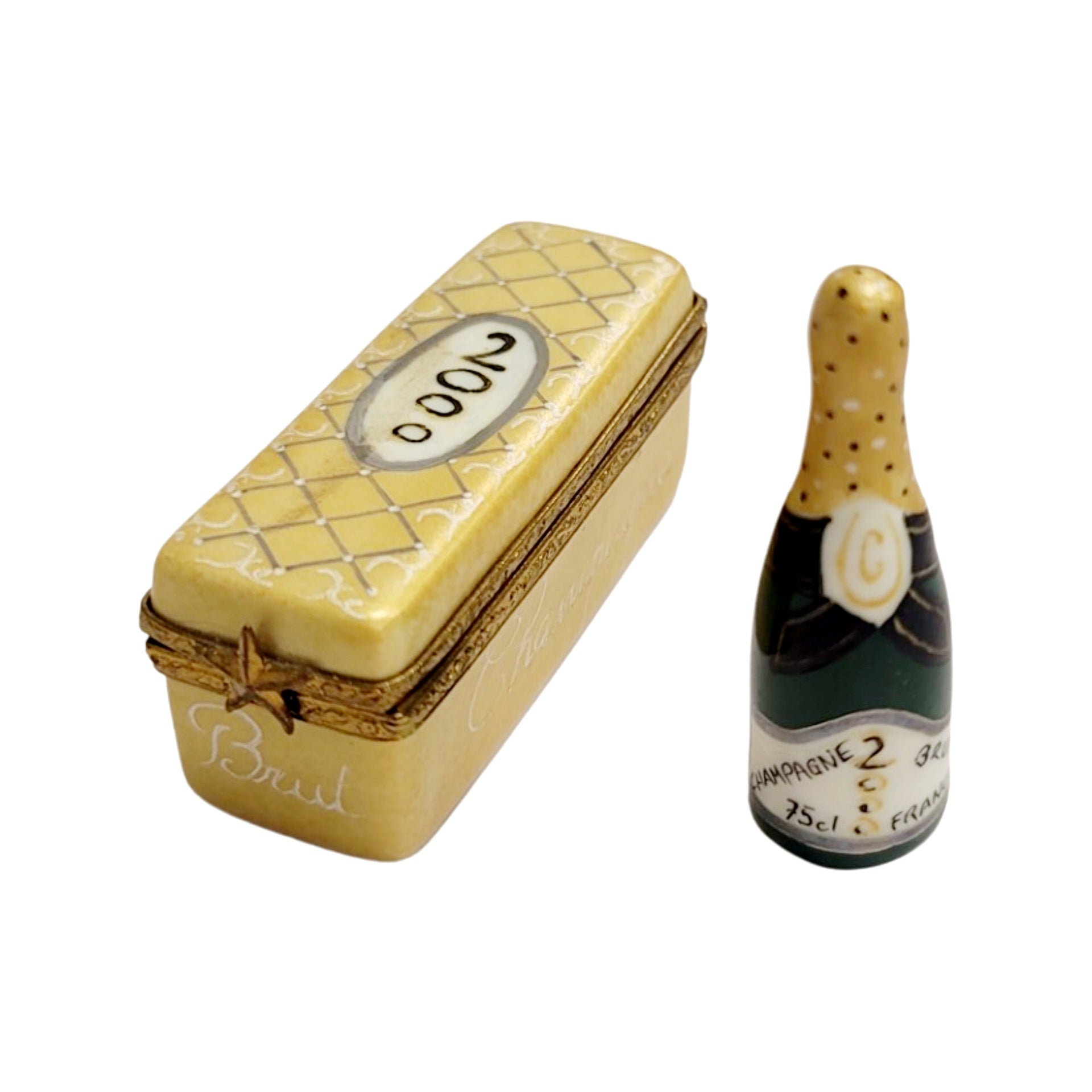 2000 Luxury Champagne Box Porcelain Limoges wine French Trinket Box