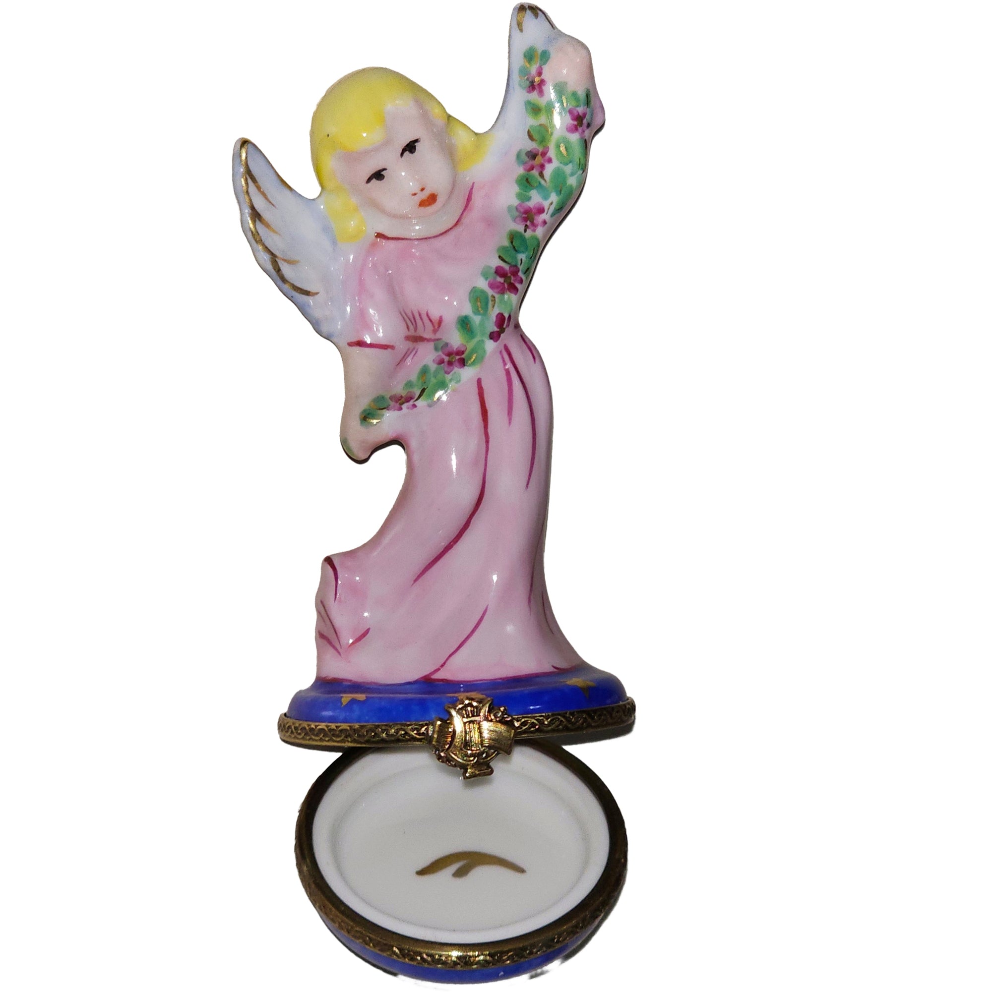 Blonde Angel Limoges Box Delight Porcelain Limoges Angel French Trinket Box