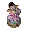 Brunette Angel Playing Harp Porcelain Limoges Angel French Trinket Box