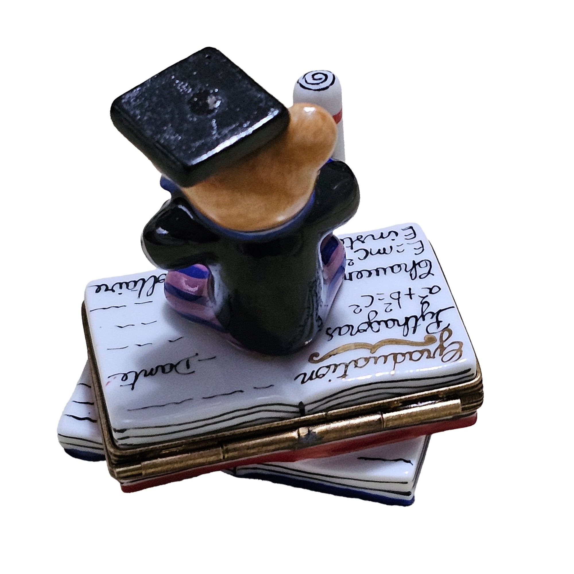 Graduate Teddy Figurine Delight Porcelain Limoges Graduation professional Teddy French Trinket Box