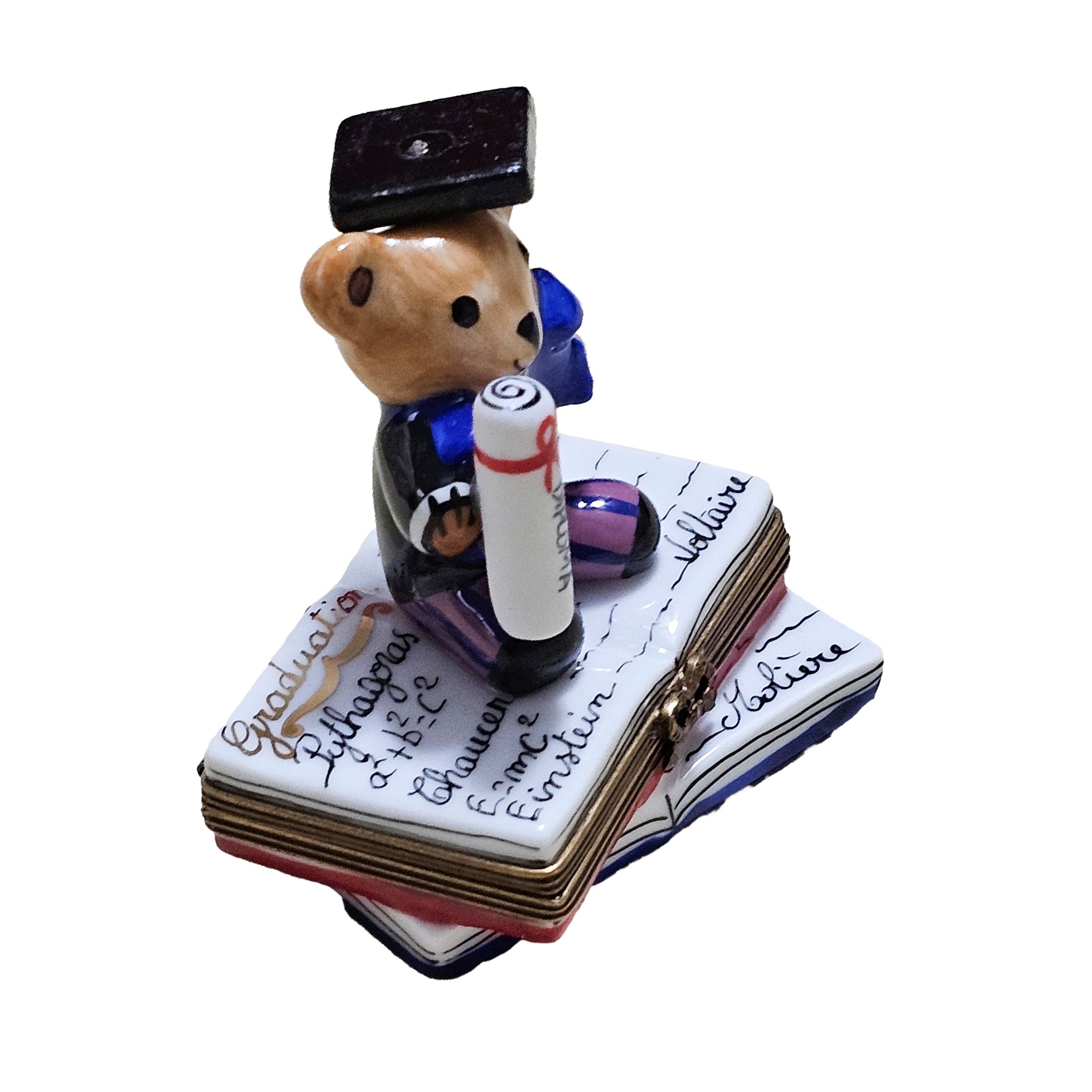 Graduate Teddy Figurine Delight Porcelain Limoges Graduation professional Teddy French Trinket Box