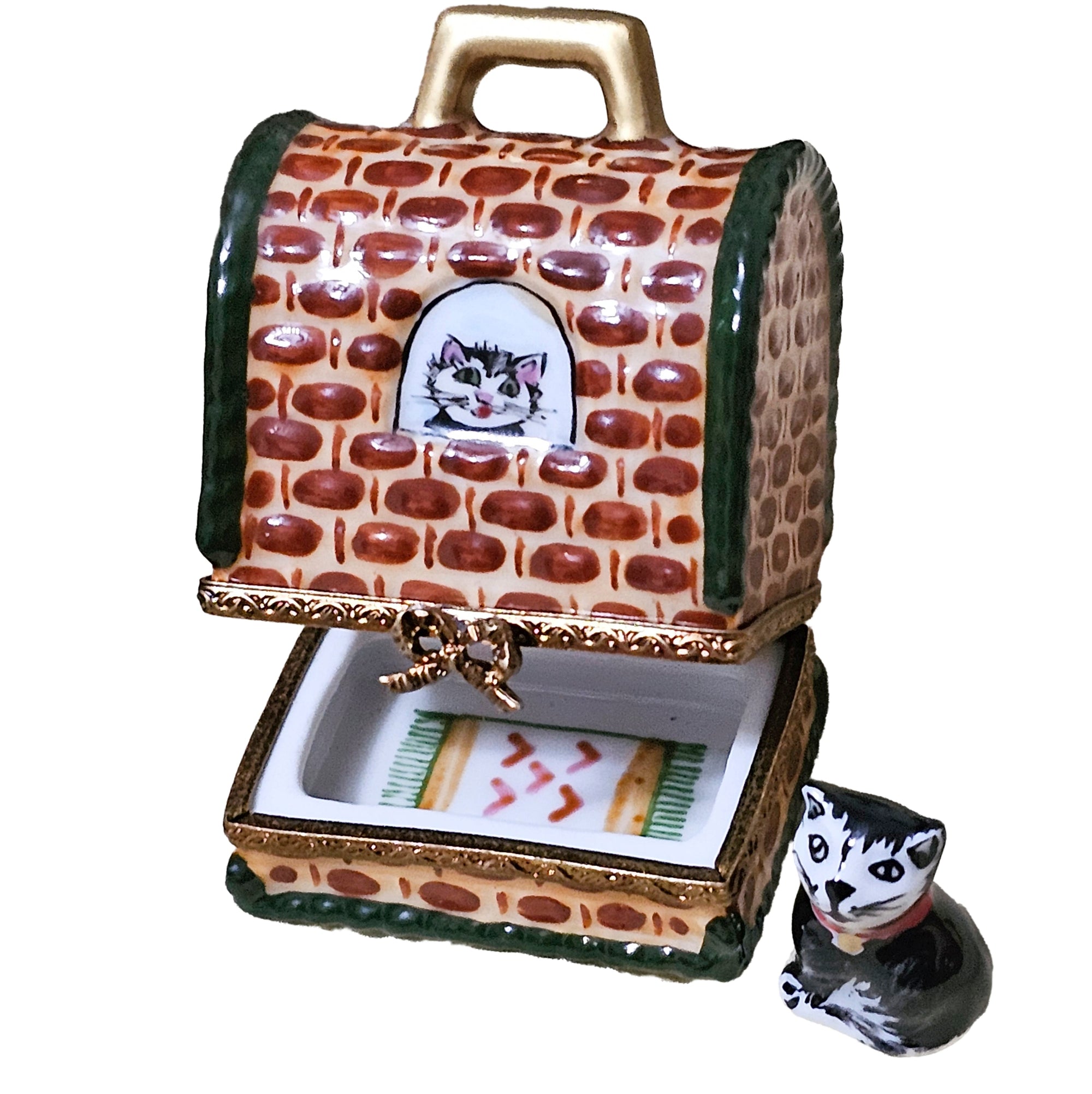 Black White Cat Limoges Box Porcelain Limoges Cat French Trinket Box