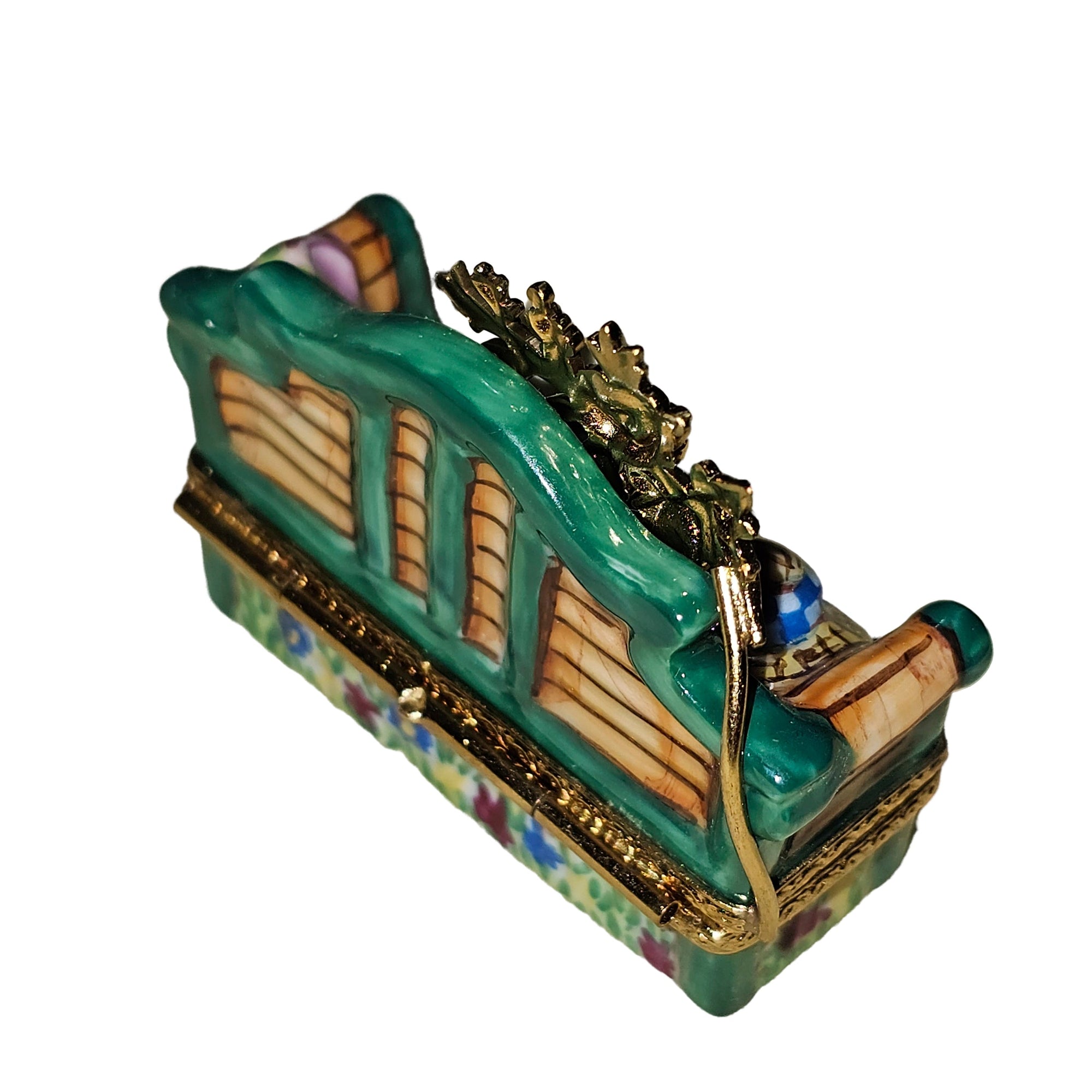 Charming Garden Bench Box Porcelain Limoges Garden home French Trinket Box