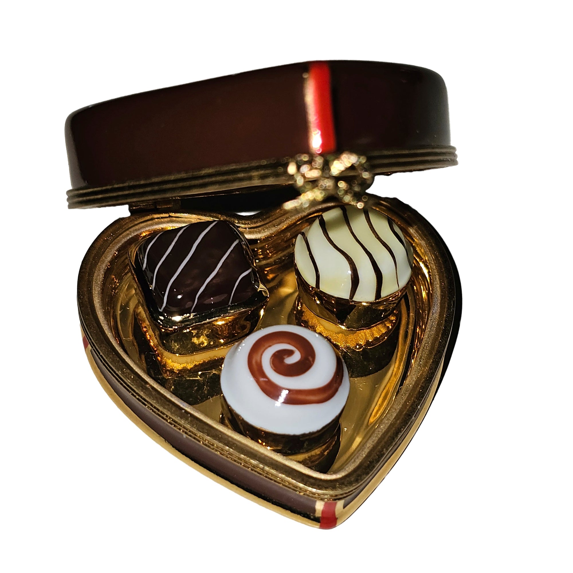 Chocolate Heart Keepsake Box Porcelain Limoges love valentine Heart Dessert French Trinket Box