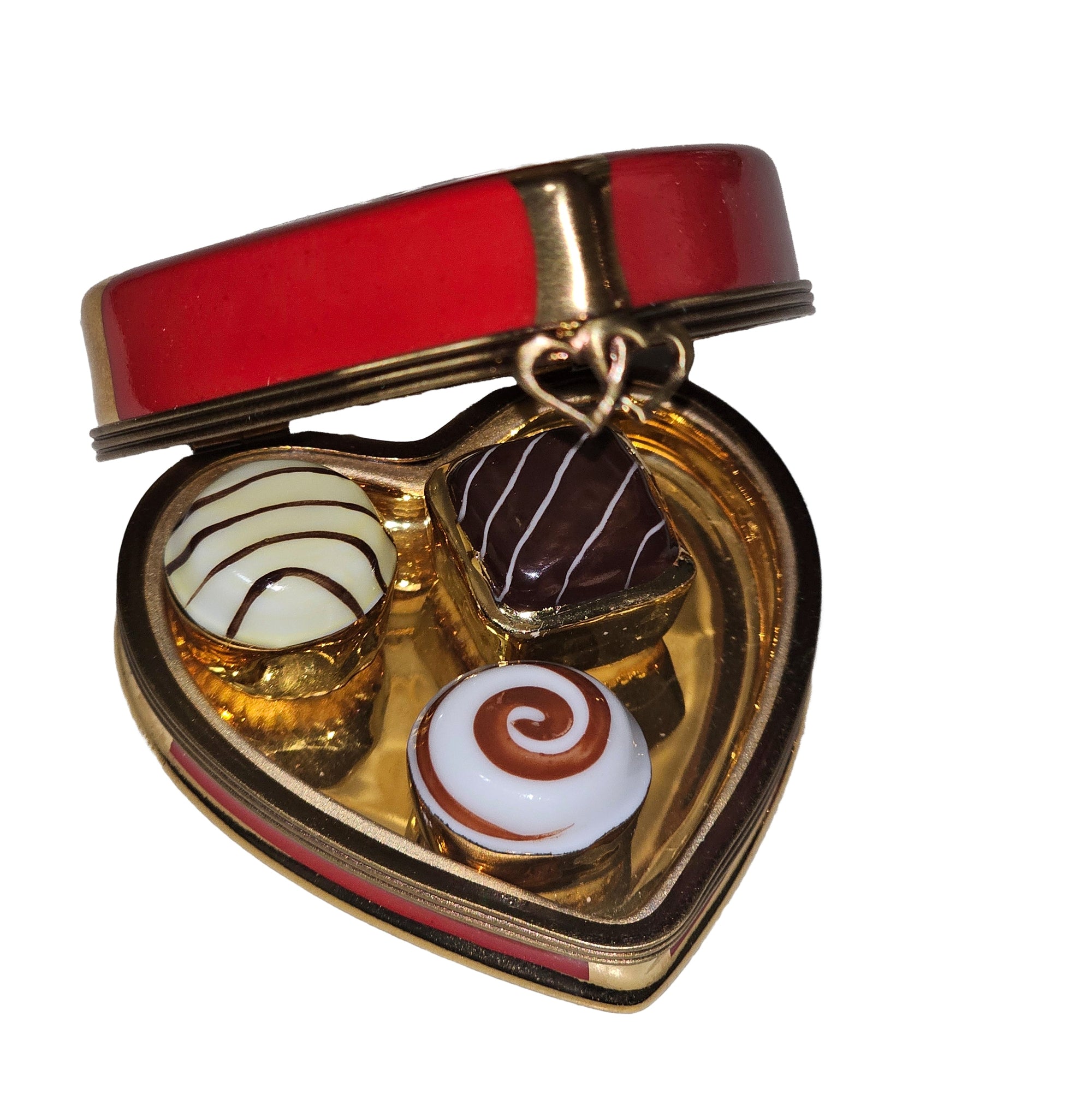 Red Heart Box with Chocolates Porcelain Limoges Heart anniversary love French Trinket Box