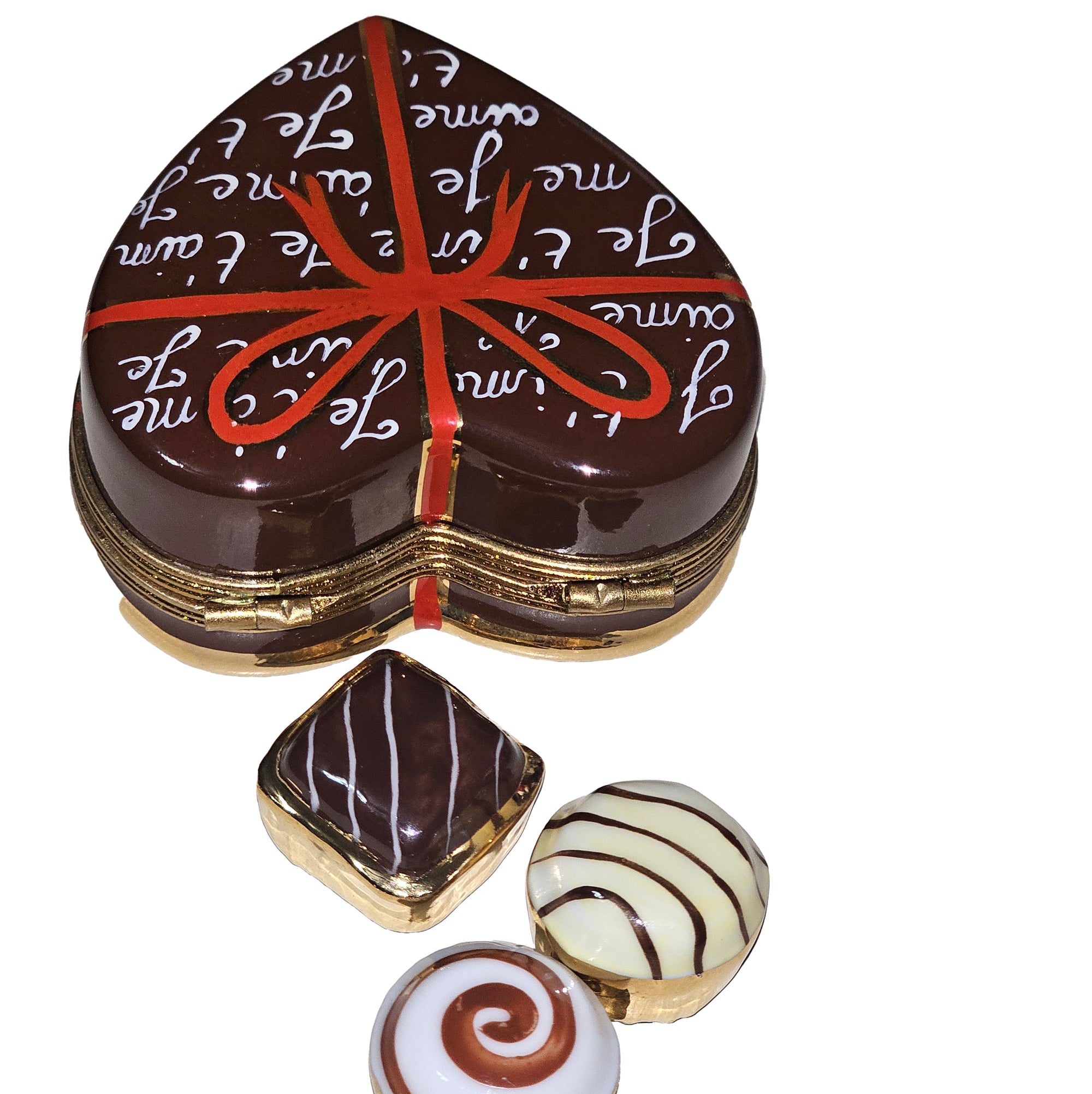 Chocolate Heart Keepsake Box Porcelain Limoges love valentine Heart Dessert French Trinket Box