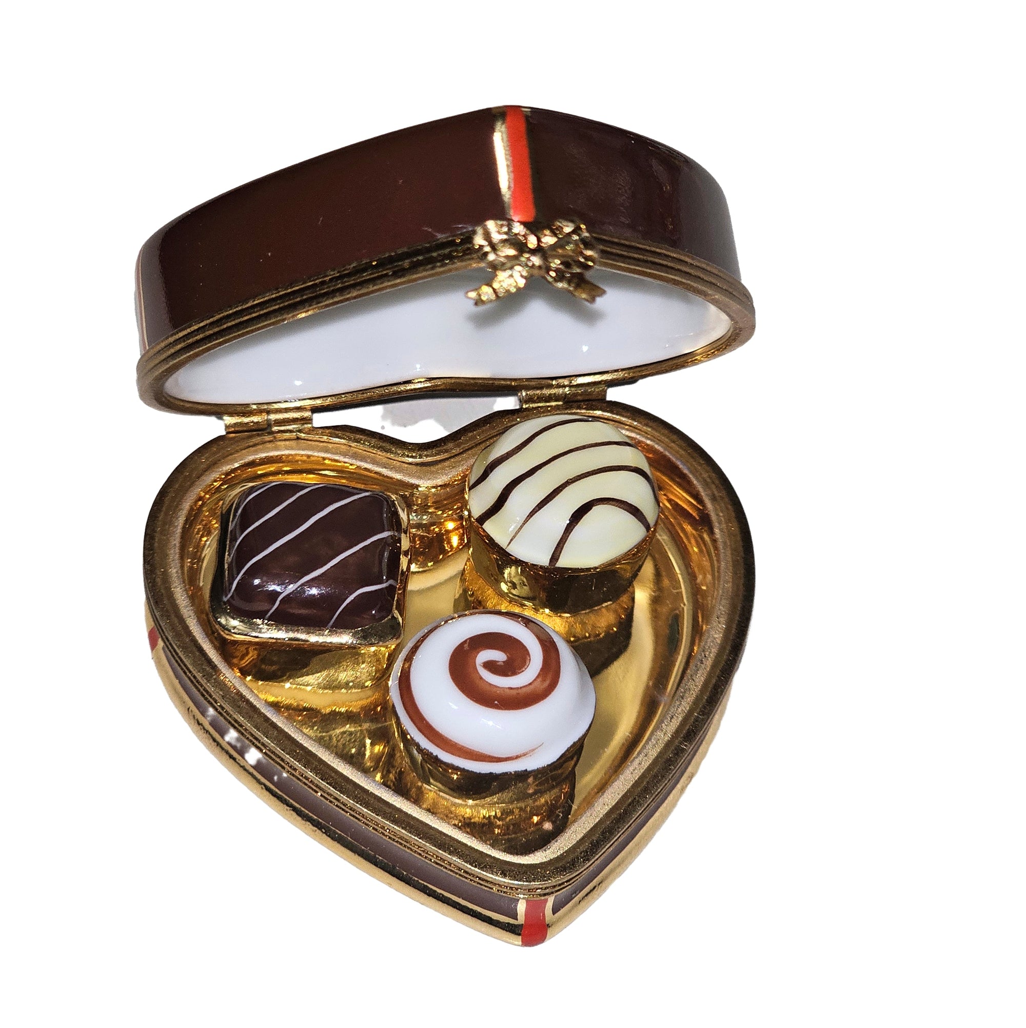 Chocolate Heart Keepsake Box Porcelain Limoges love valentine Heart Dessert French Trinket Box