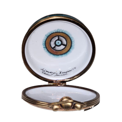Gold Hat Box with Removable Hat Porcelain Limoges Hats shoes shoe French Trinket Box