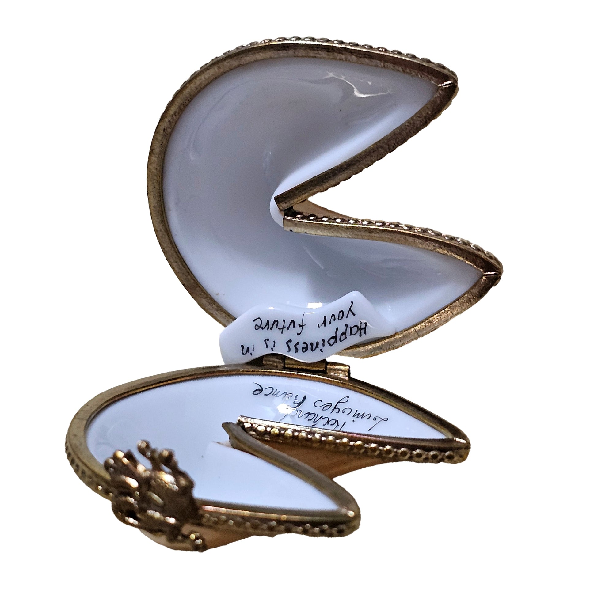 Fortune Cookie Happiness Trinket Porcelain Limoges World Travel food special French Trinket Box