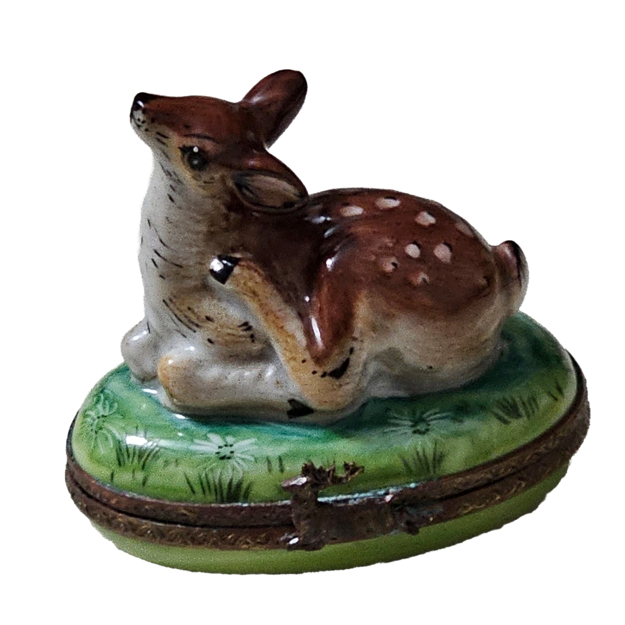Charming Brown Deer Limoges Box Porcelain Limoges wild animal French Trinket Box