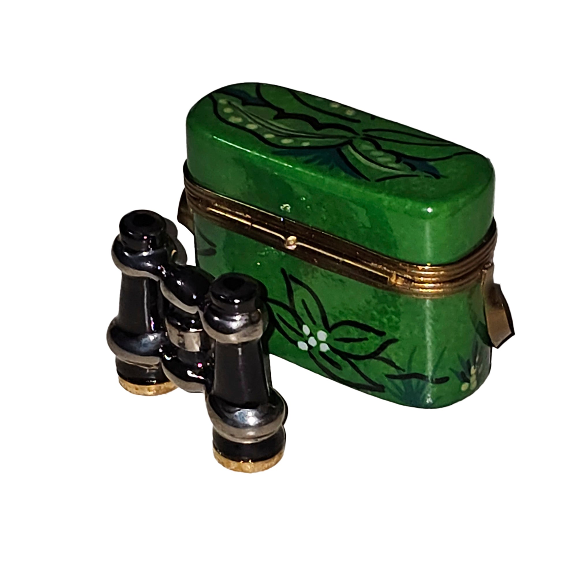 Jungle Safari Binoculars Box Porcelain Limoges travel wild animals French Trinket Box