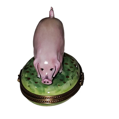 Charming Pig Figurine Box Porcelain Limoges farm animals French Trinket Box