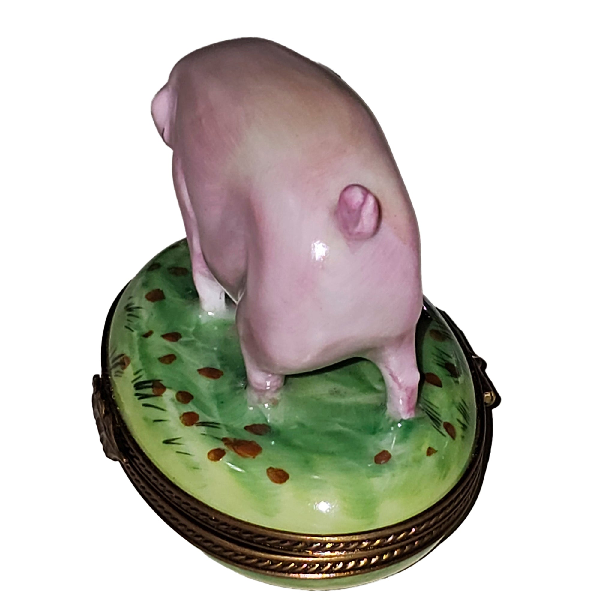 Charming Pig Figurine Box Porcelain Limoges farm animals French Trinket Box