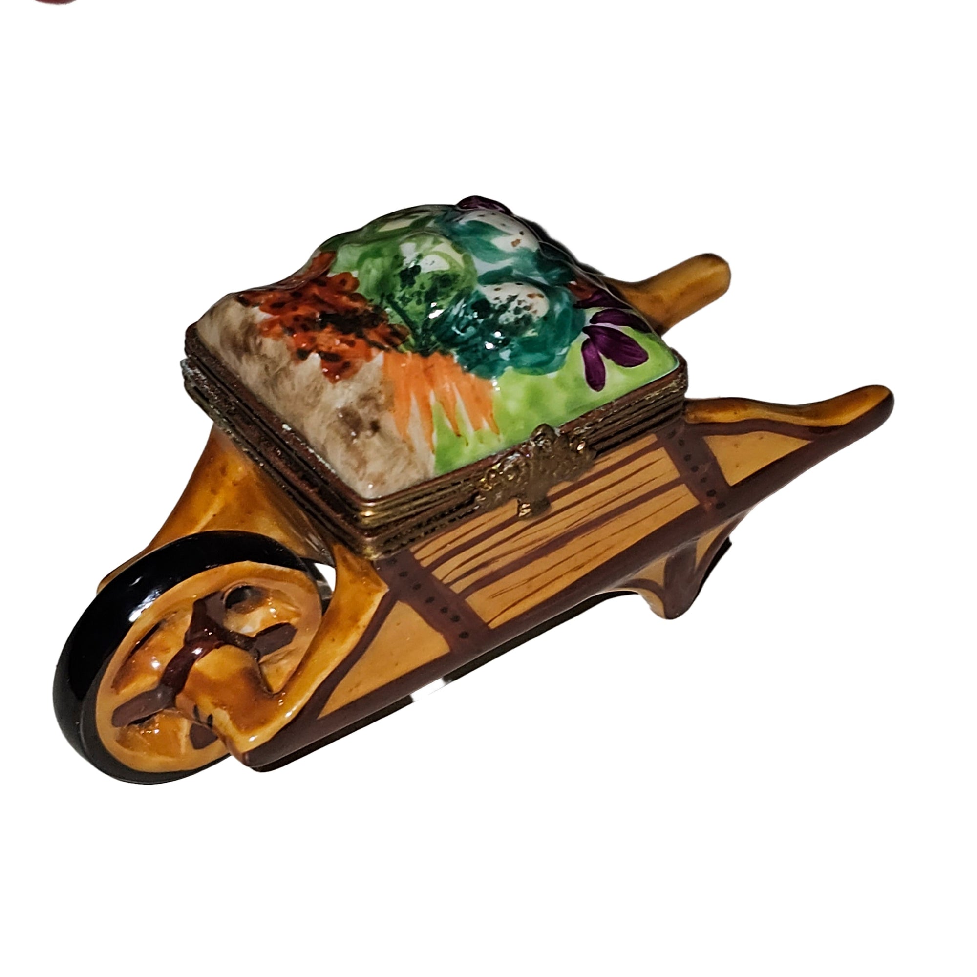 Charming Garden Wheelbarrow Keepsake Porcelain Limoges garden French Trinket Box