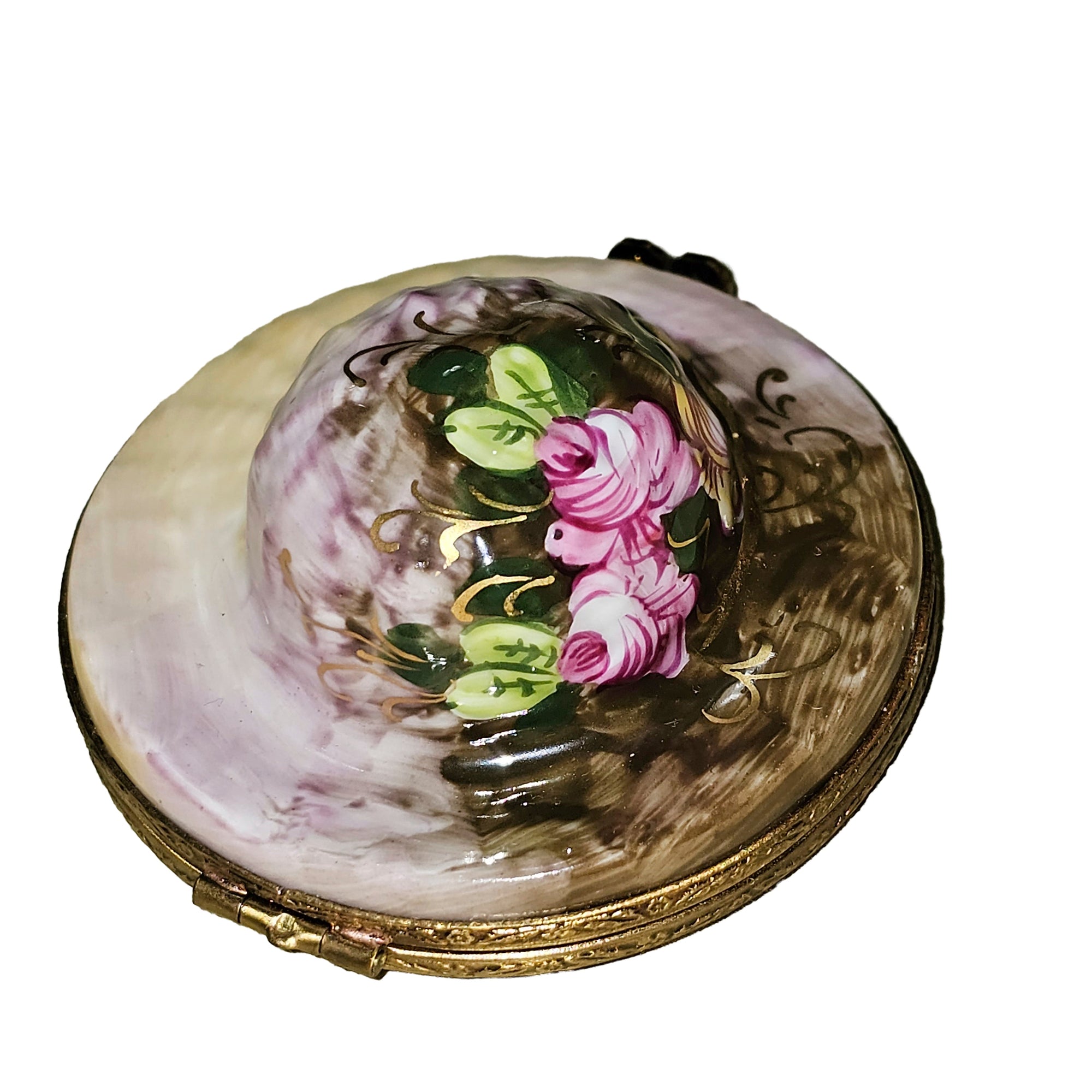 Floral Elegance Limoges Box Porcelain Limoges Garden hat French Trinket Box