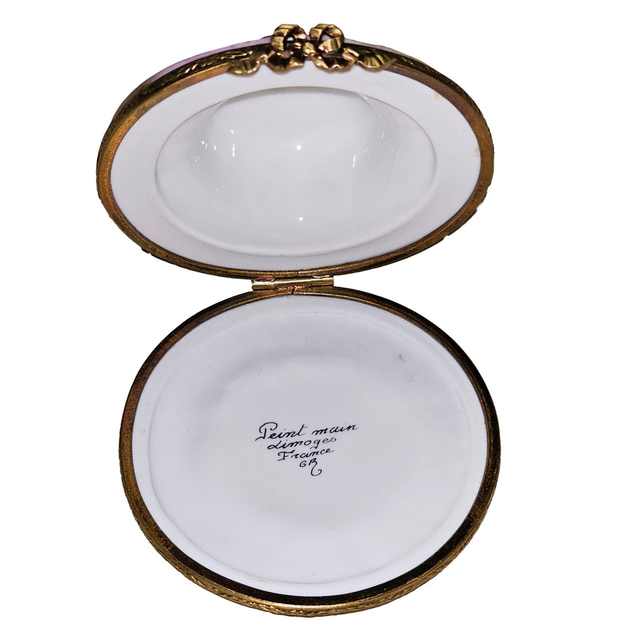 Floral Elegance Limoges Box Porcelain Limoges Garden hat French Trinket Box