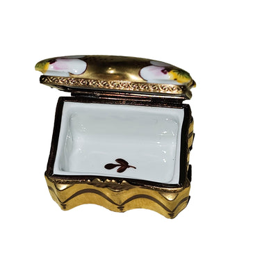 Gold Scalloped Floral Treasure Box Porcelain Limoges traditional French Trinket Box