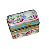 Turquoise Pink Floral Treasure Box Porcelain Limoges traditional French Trinket Box