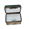 Turquoise Pink Floral Treasure Box Porcelain Limoges traditional French Trinket Box