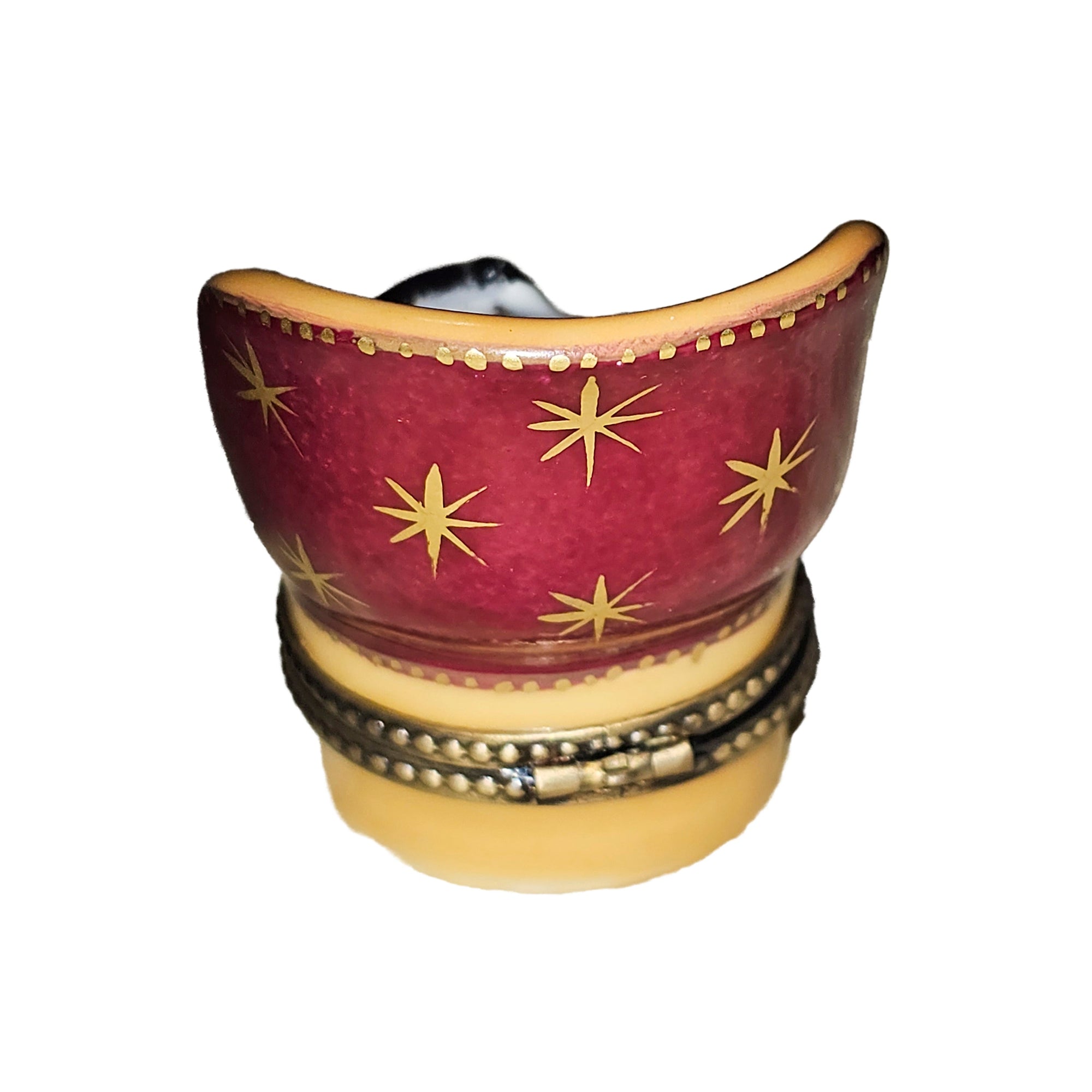 Sleeping Cat on Cozy Chair Porcelain Limoges cat French Trinket Box