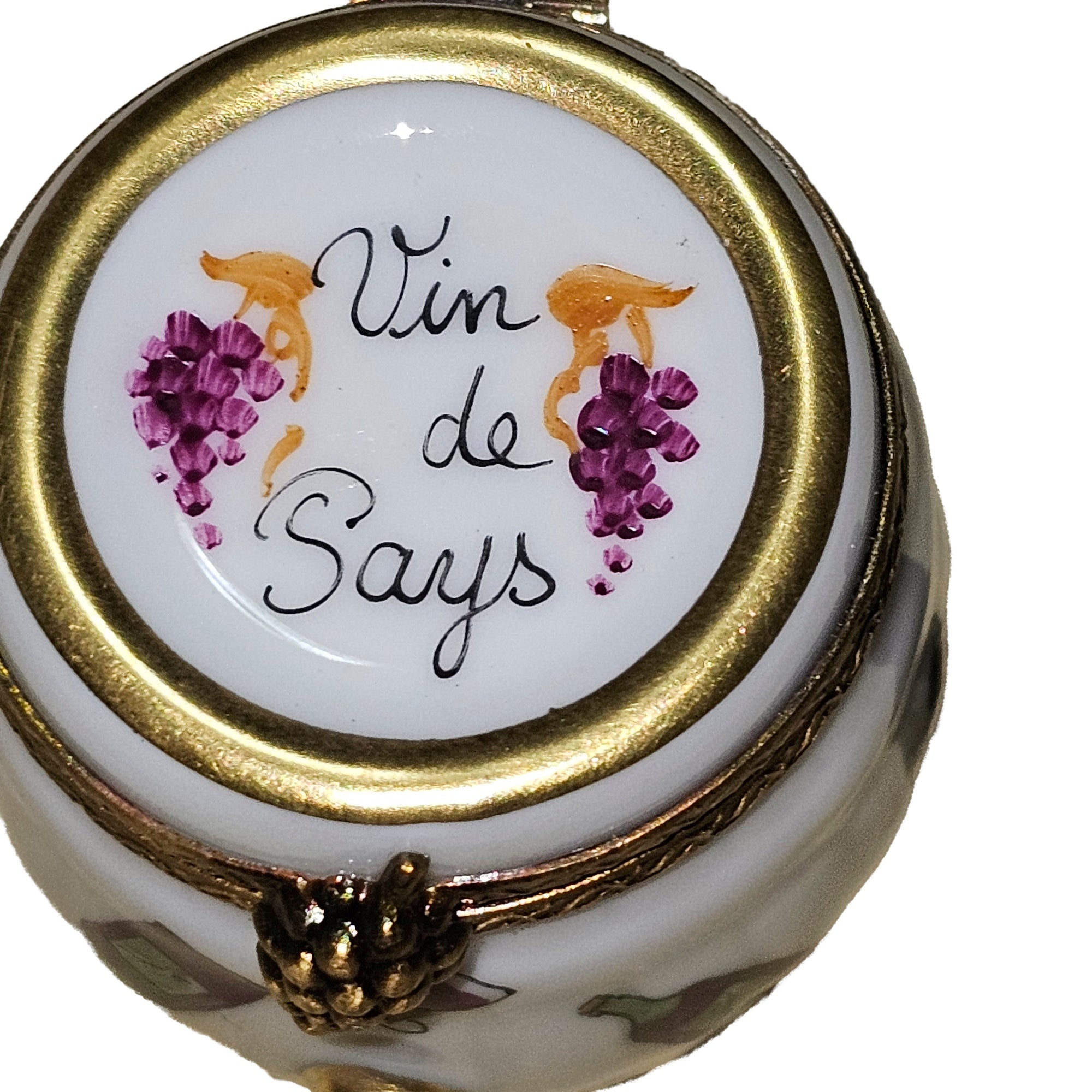 Charming Wine Barrel Limoges Box Porcelain Limoges wine French Trinket Box