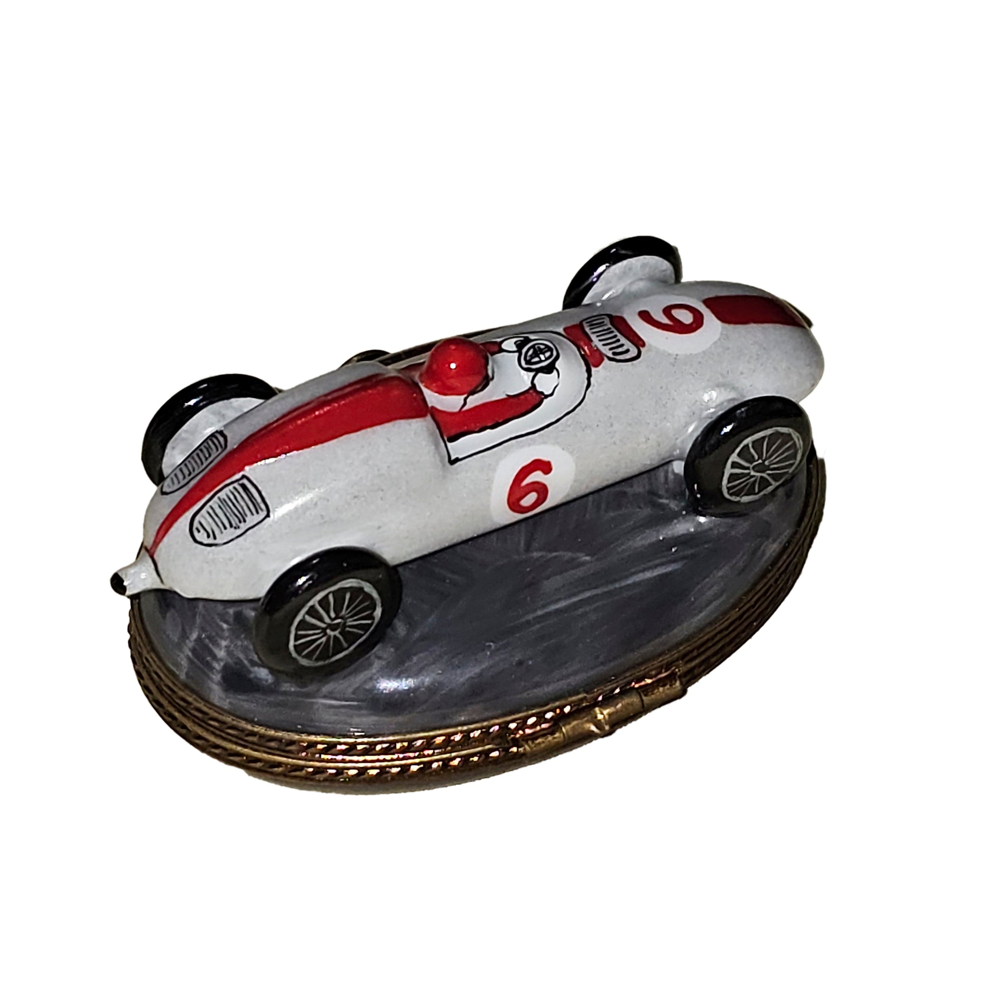 Grand Prix Race Car Box Porcelain Limoges vehicle car French Trinket Box