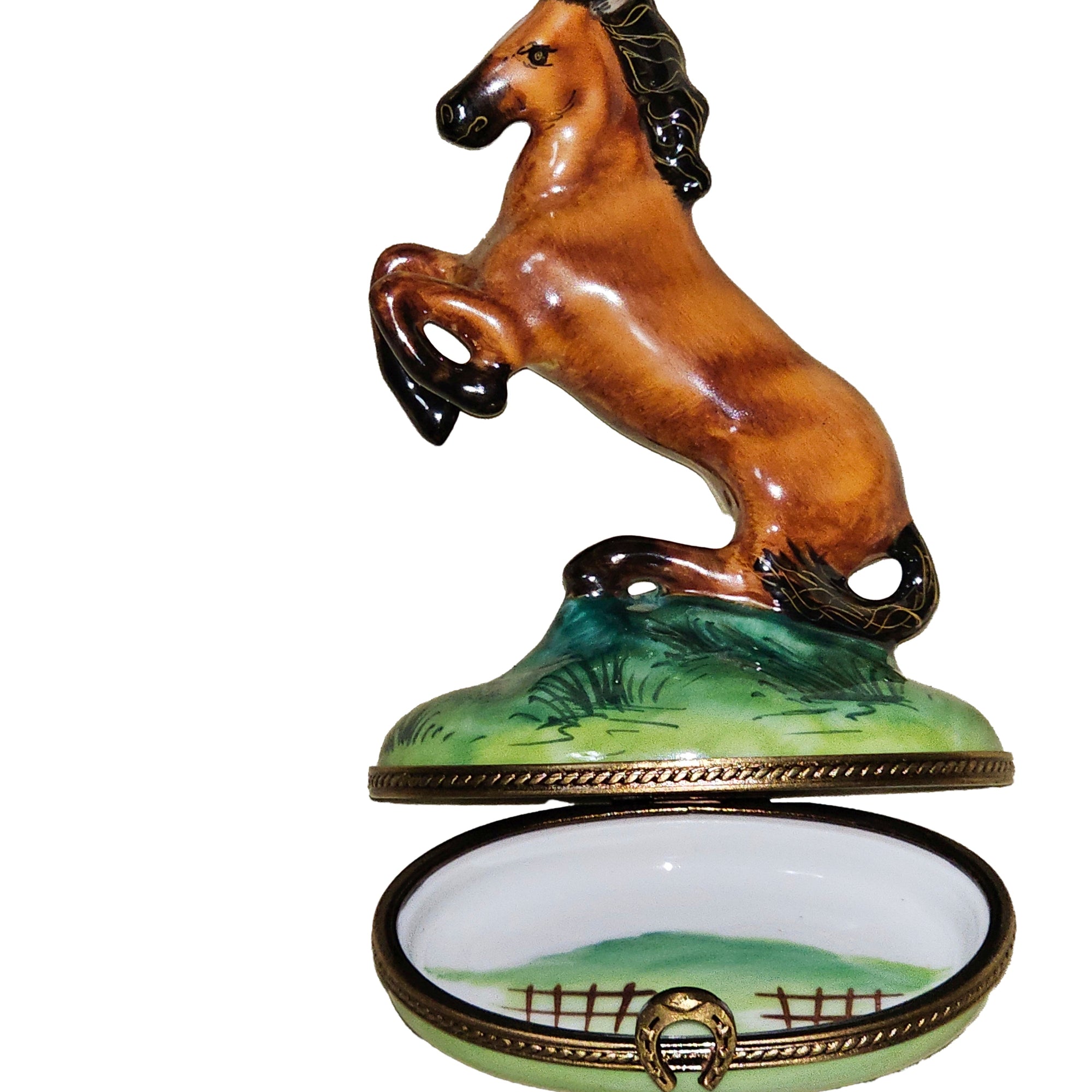 Majestic Standing Horse Limoges Box Porcelain Limoges farm animal French Trinket Box