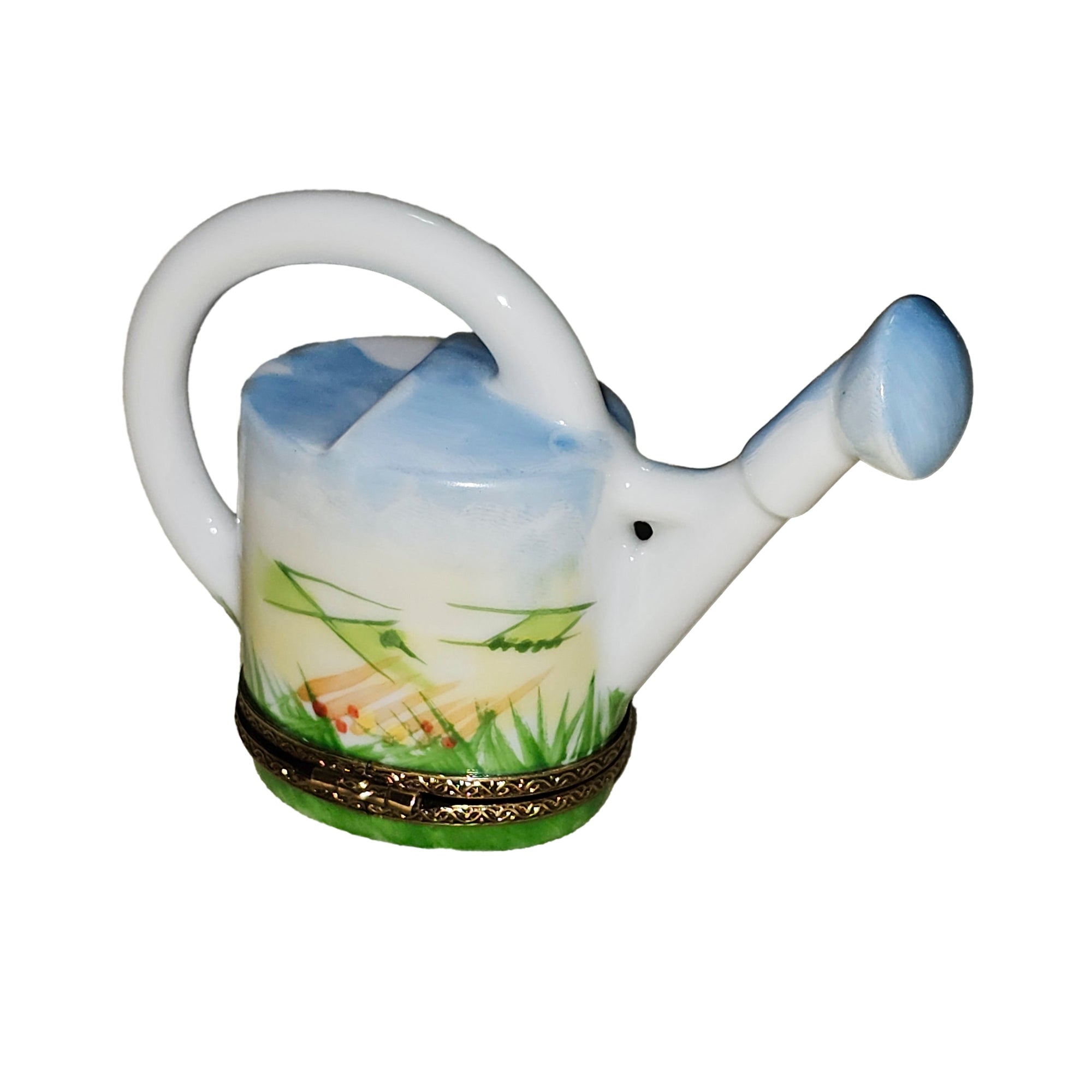 Farm Scene Watering Can Treasure Porcelain Limoges Garden French Trinket Box