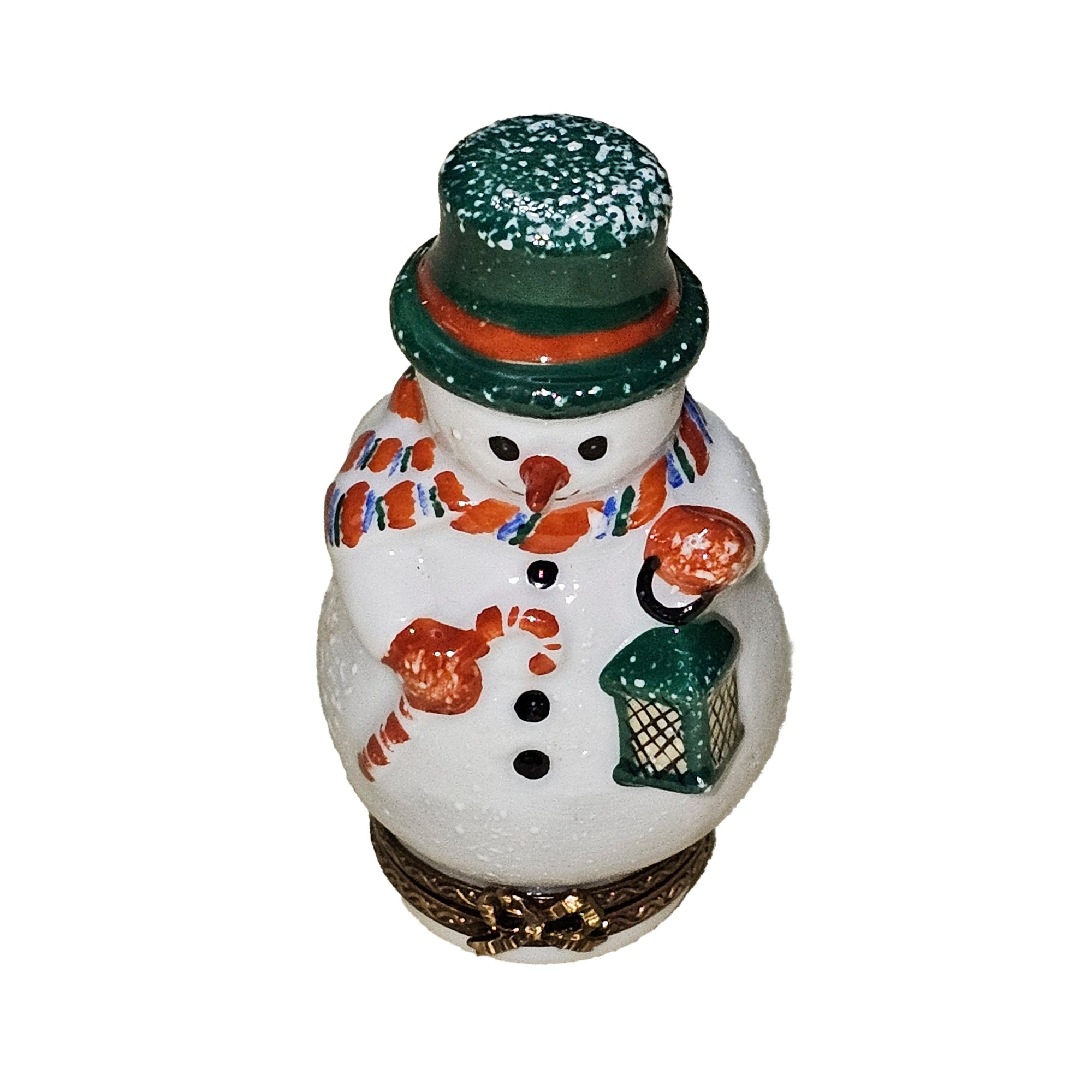 Snowman Lantern Limoges Box Porcelain Limoges Snowman French Trinket Box