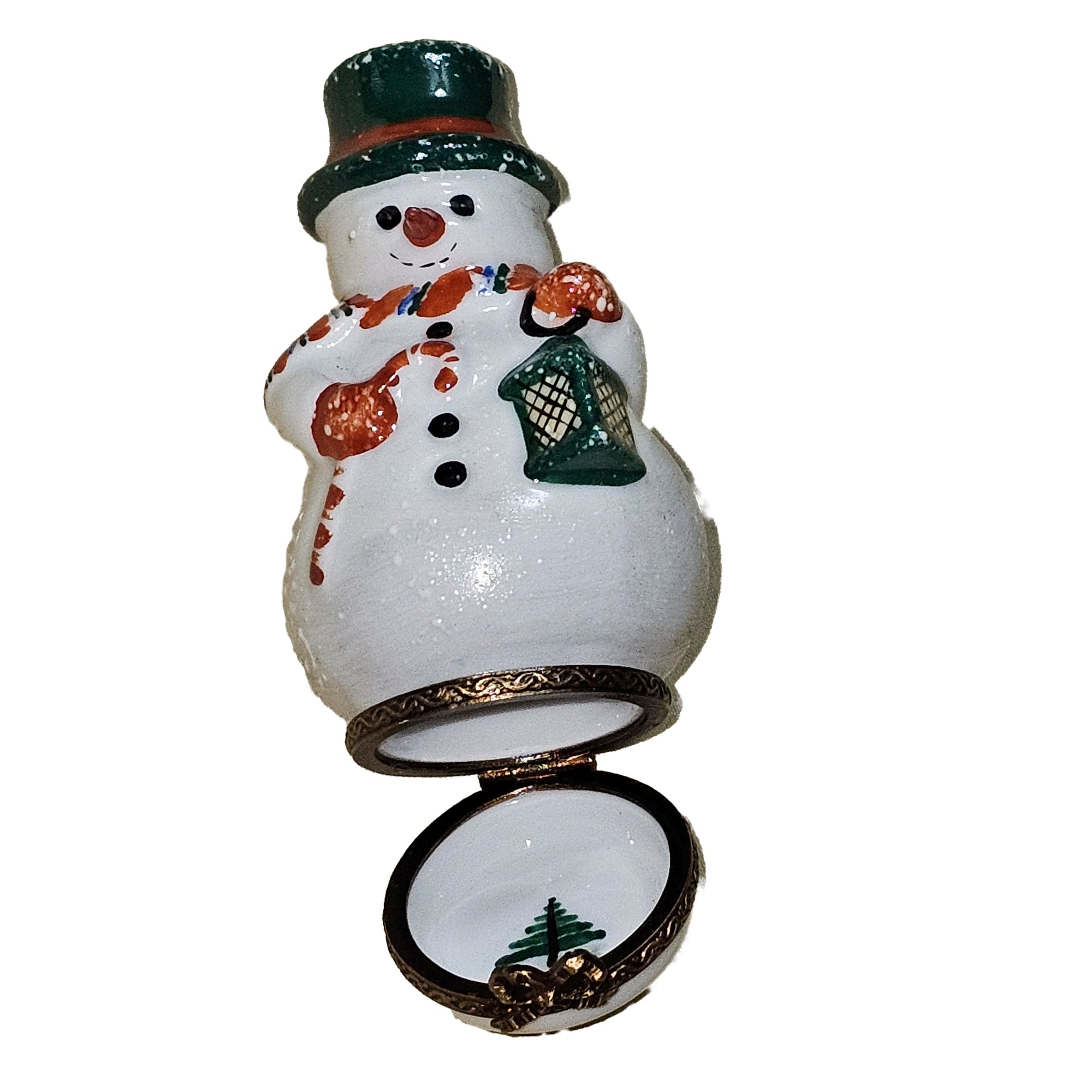 Snowman Lantern Limoges Box Porcelain Limoges Snowman French Trinket Box