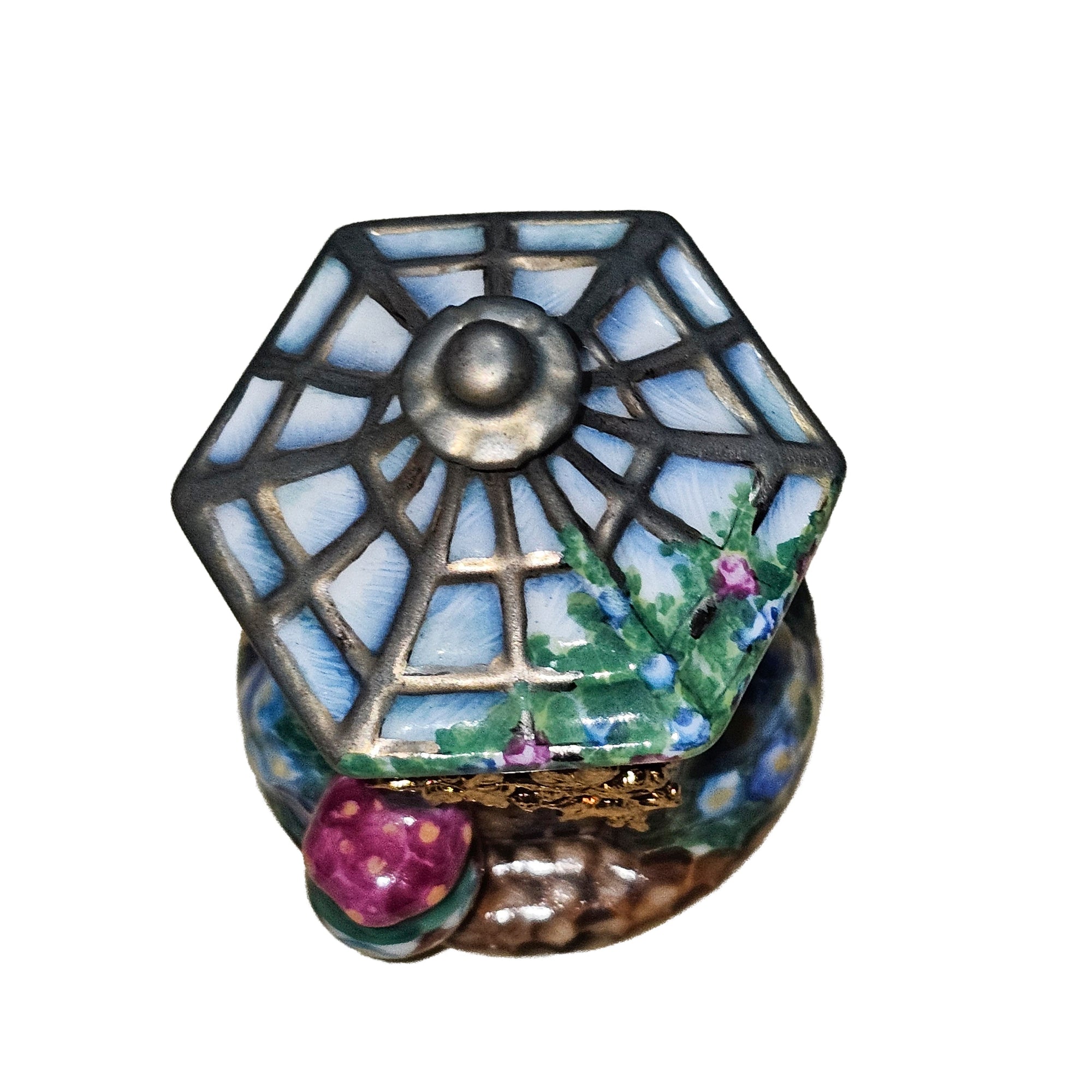 Charming Green Gazebo Box Porcelain Limoges Garden French Trinket Box