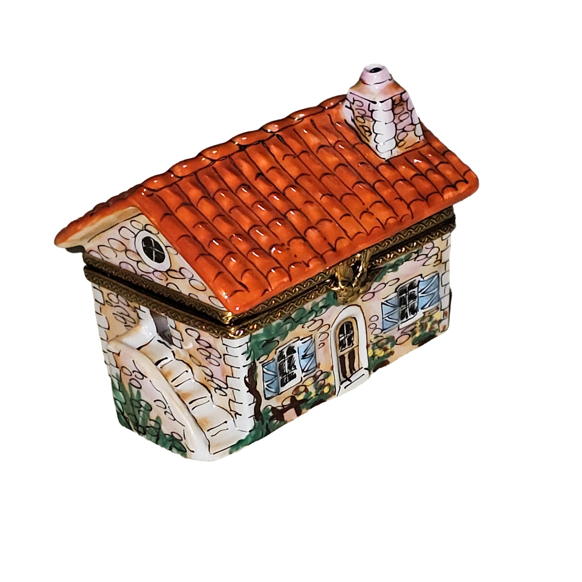 Charming Red Roof Treasure Box Porcelain Limoges Home special French Trinket Box