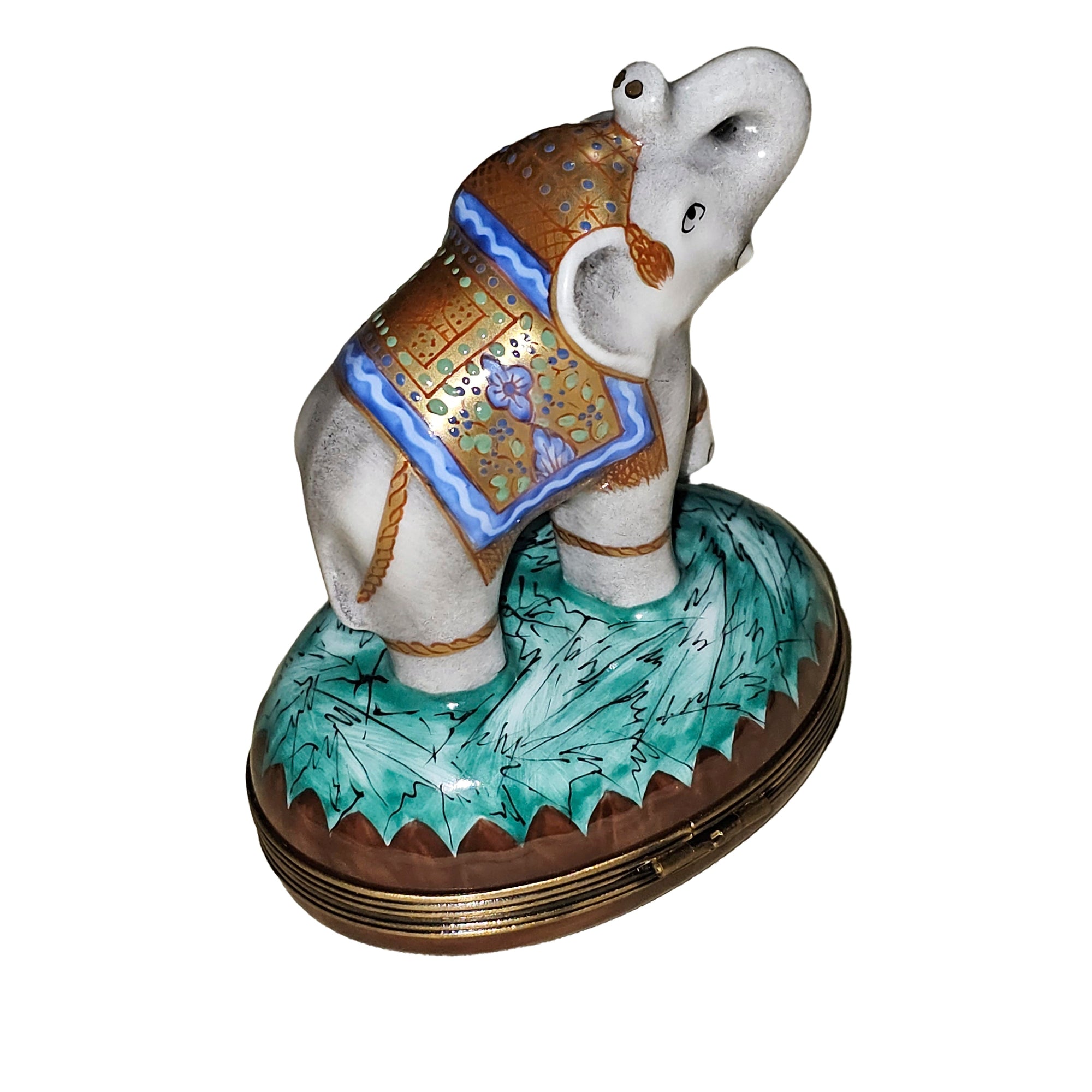 Elegant Trunk-Up Elephant Figurine Porcelain Limoges Wild kids French Trinket Box