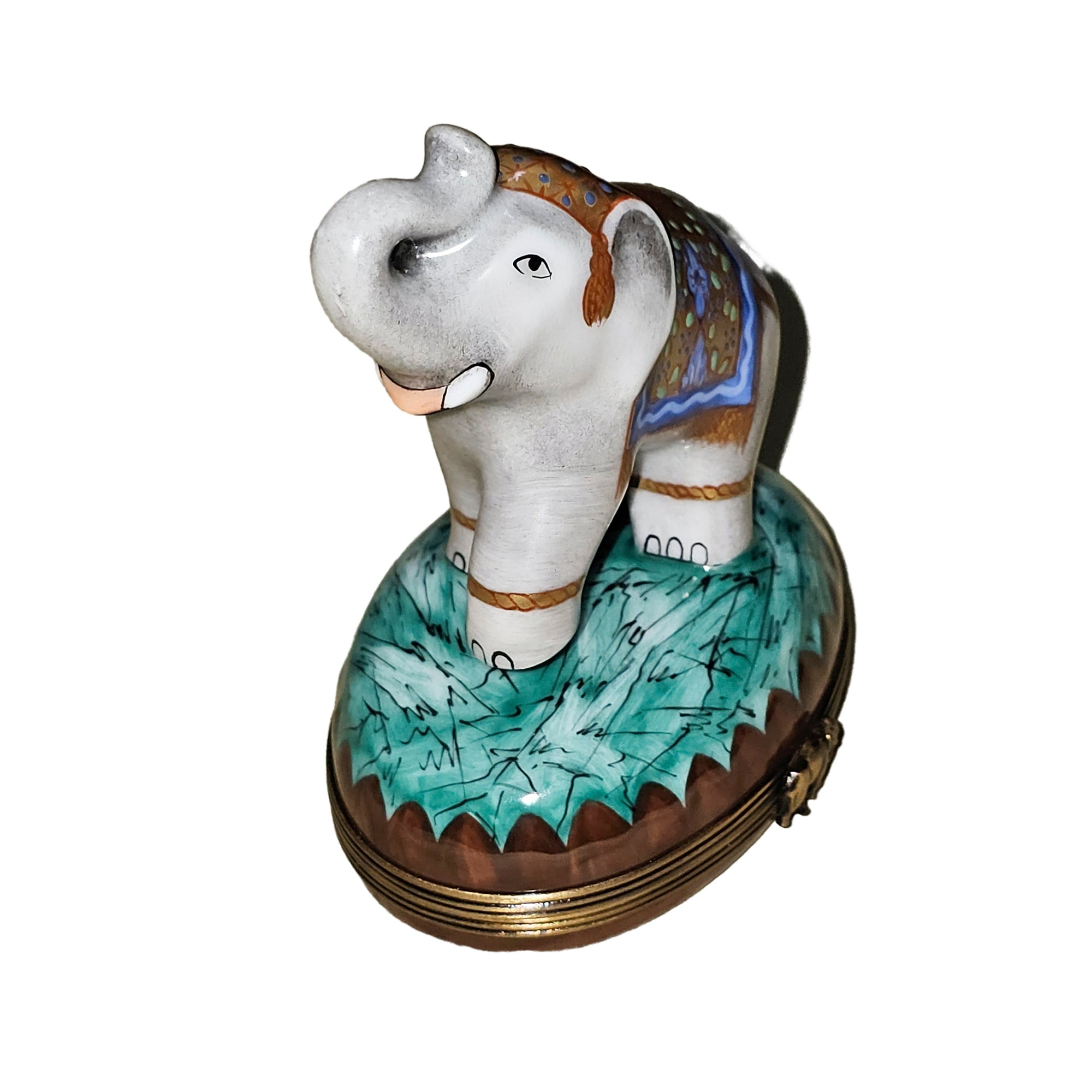 Elegant Trunk-Up Elephant Figurine Porcelain Limoges Wild kids French Trinket Box