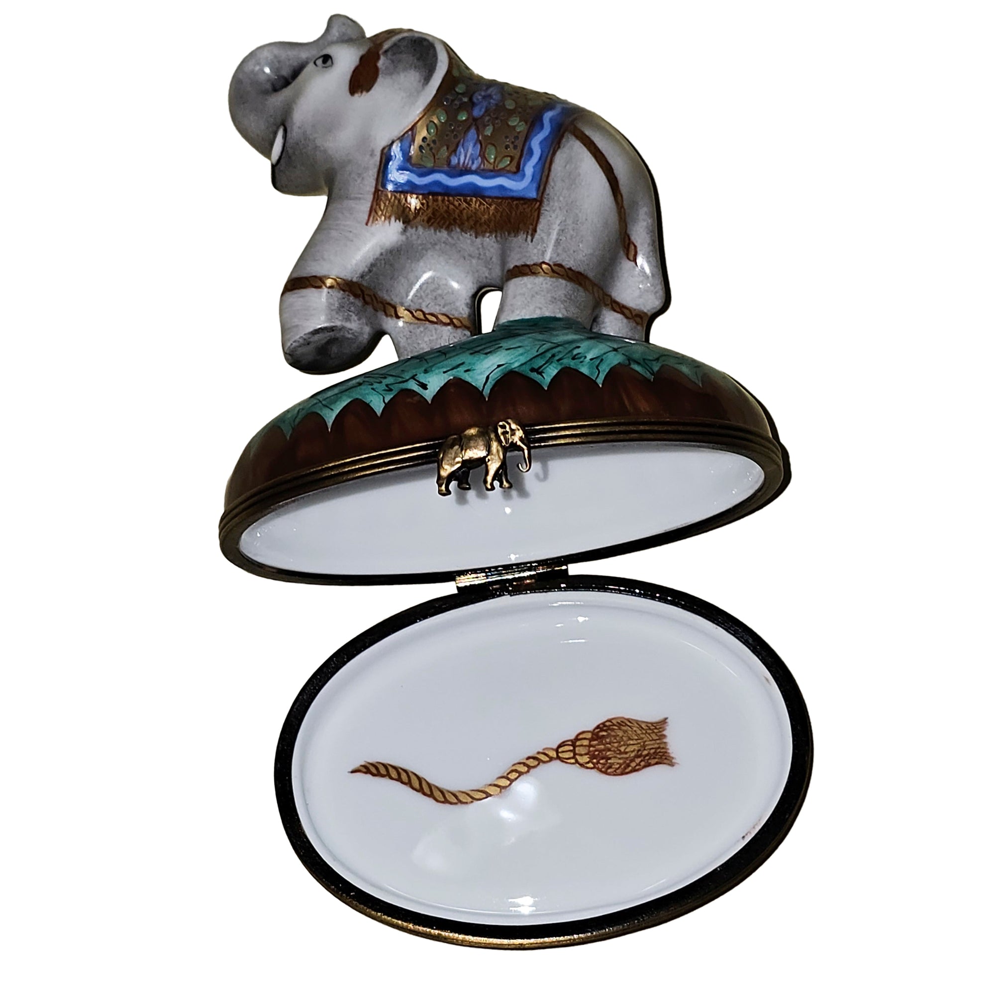 Elegant Trunk-Up Elephant Figurine Porcelain Limoges Wild kids French Trinket Box