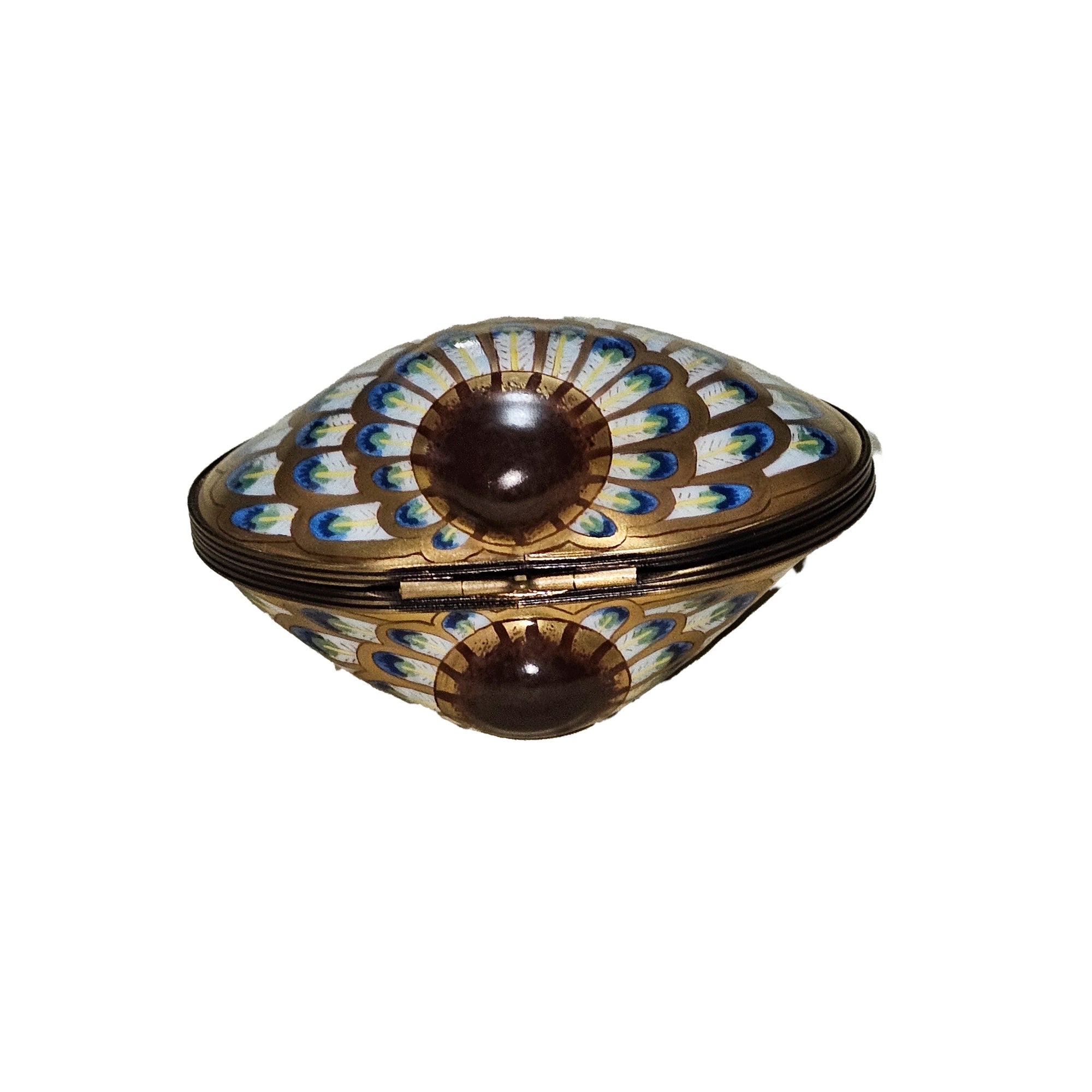 Shimmering Blue Gold Shell Box Porcelain Limoges beach ocean French Trinket Box