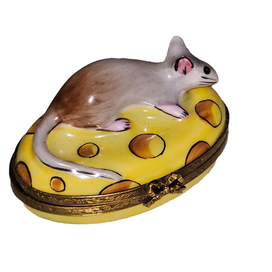 Charming Mouse on Cheese Limoges Box Porcelain Limoges French Trinket Box