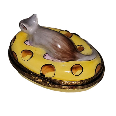 Charming Mouse on Cheese Limoges Box Porcelain Limoges French Trinket Box