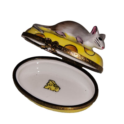 Charming Mouse on Cheese Limoges Box Porcelain Limoges French Trinket Box